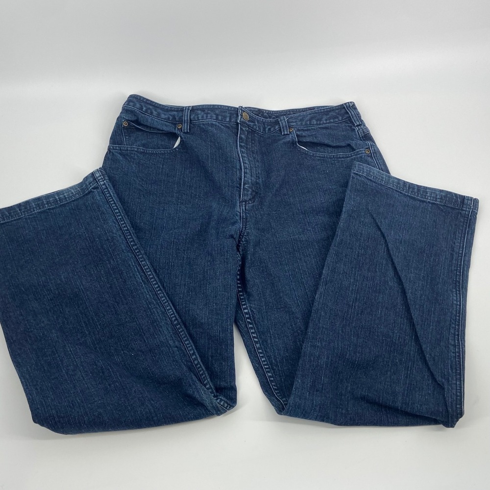 Duluth Trading Co Womens 16x33 Dark Wash Denim Jeans Straight Leg Bootcut Pants